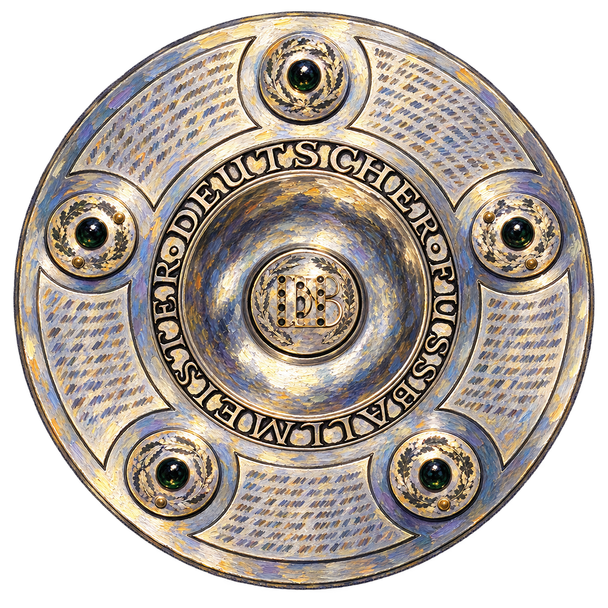 Frühere Meisterschale aus Silber mit fünf Zierfassungen, ohne Erweiterungsring
